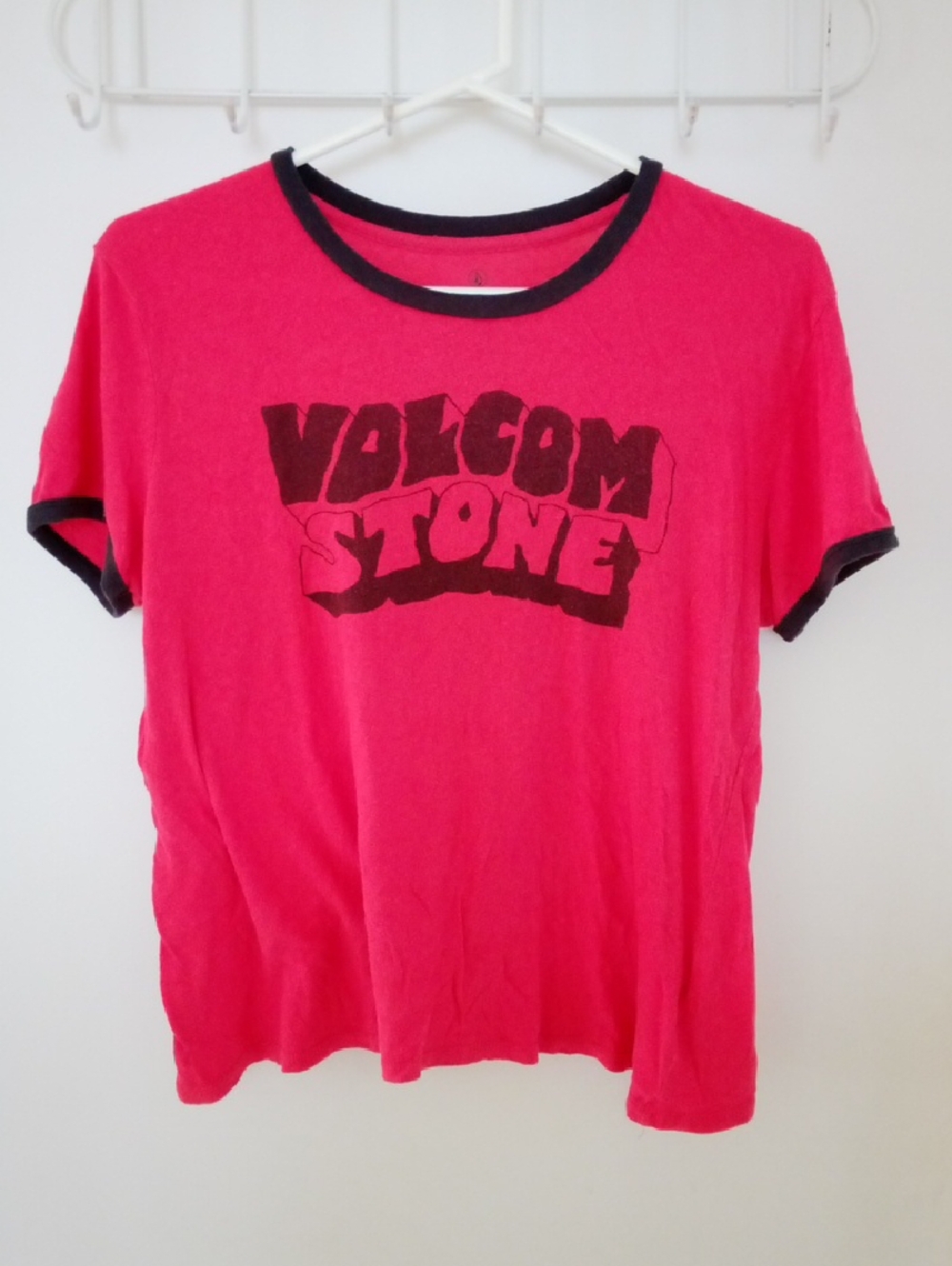 Volcom Red Ringer Logo T‑Shirt with Black Trim